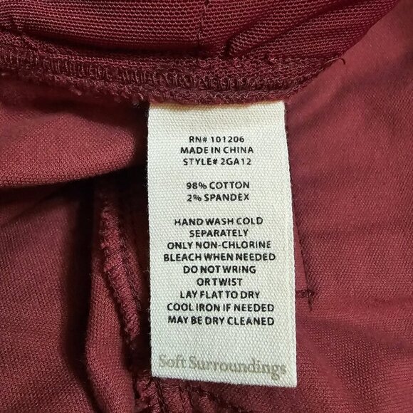 Soft Surroundings Blakely Velveteen Pants in Cabernet Sz 10 - Picture 8 of 8